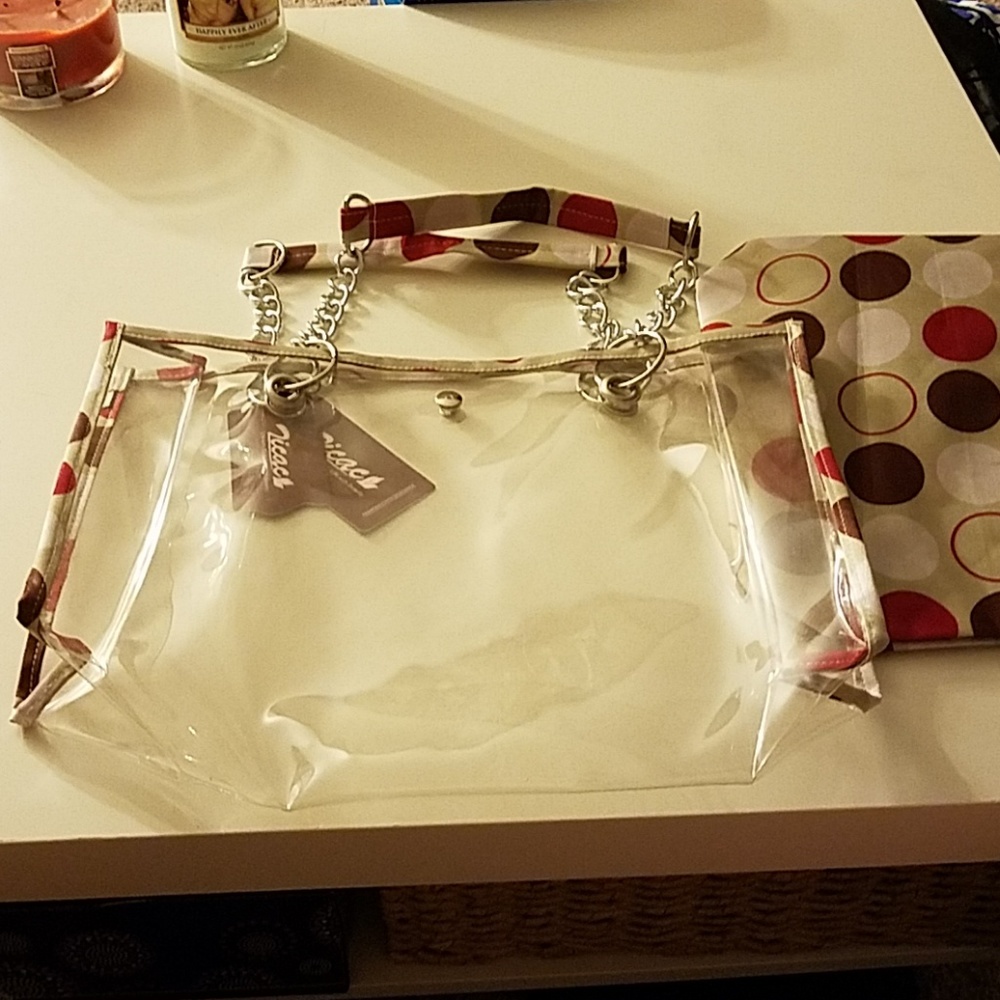 Large clear bag with large matching zippered pouch